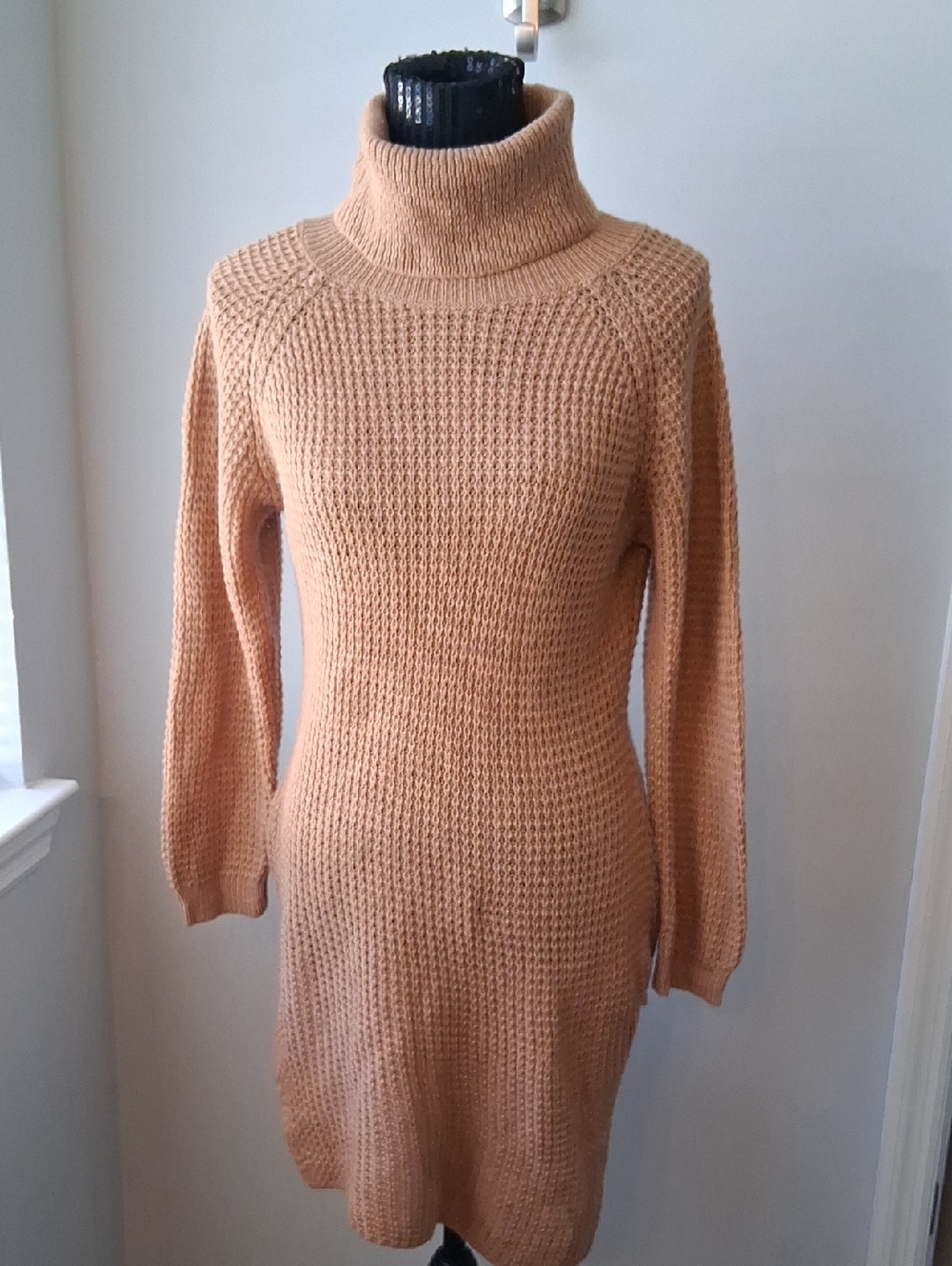 Turtleneck Knit Sweater Cardigan Dress